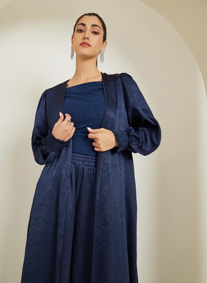 ستايلي طقم بنطال مع كيمونو ماكسي ساتان بقصة عادية - Image 1